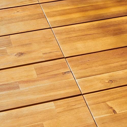 Christopher Knight Home Zak Outdoor 71" Acacia Wood Dining Table, Teak Finish, Black - Image 6