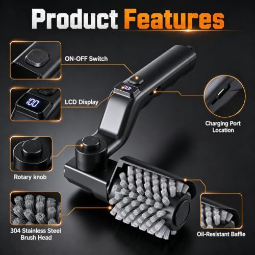 Electric BBQ Grill Cleaning Brush Cordless Rechargeable - Image 3