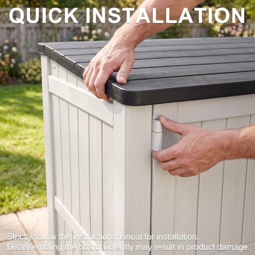 Outdoor Storage Box & Cabinet 36 Cu Ft, Patio Storage Box, White - Image 5