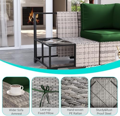 Outdoor Patio Furniture Set PE Wicker Rattan Outdoor Sectional Sofa - Image 4