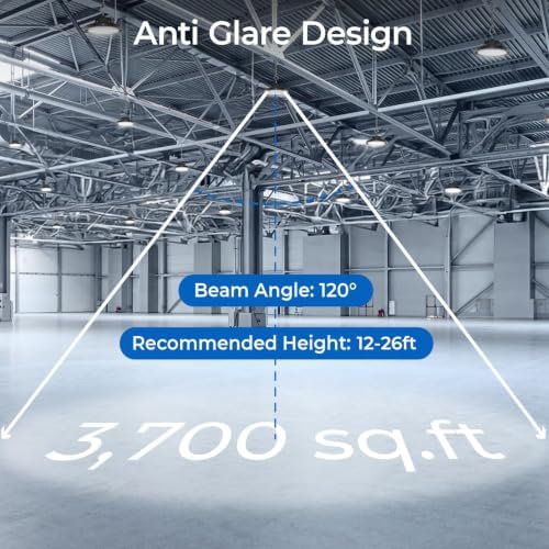 CINOTON 210W UFO LED High Bay Light, Aluminum LED Shop Lights with 31500LM, 5000K Commercial Bay Lighting for Warehouse Garage Workshop Factory, 6' Cable & Safety Rope, ETL Listed 4 Pack - Image 3