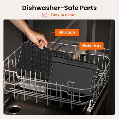Electactic Indoor Smokeless Grill & Griddle, Nonstick Electric Grill with Adjustable Temperature Control, Dishwasher-Safe Parts and Auto Shut-Off for Everyday Cooking - Image 5