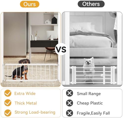 Fldofaves Dog Gate Indoor,18"-45" Extra Wide Metal Short Dog Gate to Step Over, 14" Tall Small Pet Gate with 3 Extension Kits, Pressure Mounted for Doorways & Stairs - Image 4