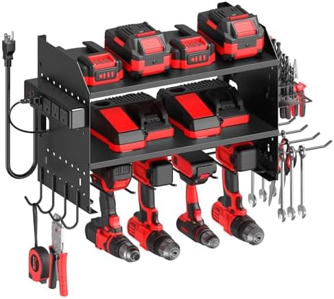 CCCEI Modular Power Tool Organizer Wall Mount with Charging, Black, 1 Pack by CCCEI