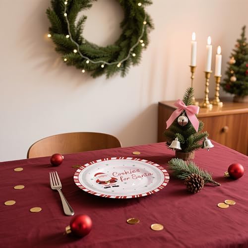 WRAPAHOLIC 25Pcs Christmas Paper Plates - 9 Inch Cookies for Santa Disposable Plates Decorative Dinner Plates for Christmas Party Tableware Supplies Table Decor - Image 6