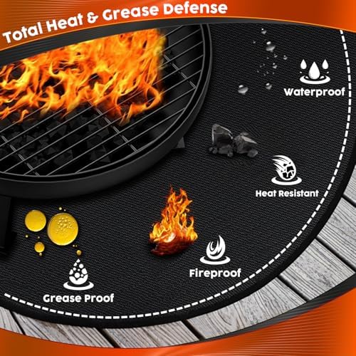 Grill Mat 48 Inch Fire Pit Mat for Solo Stove Bonfire Accessories Double-Sided Fireproof Waterproof Grill Pad Round Under Grill Mat Reusable Oil-Proof Deck Patio Lawn BBQ Fireproof Outdoor - Image 3