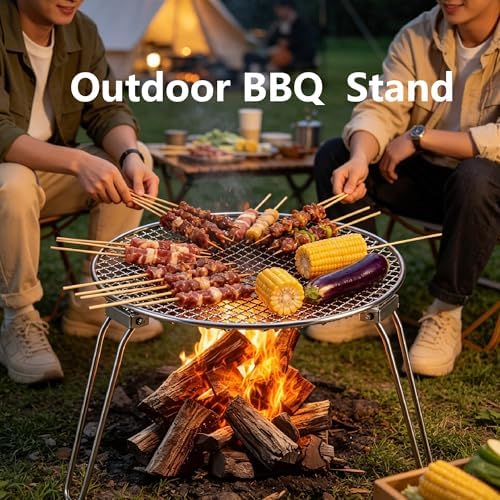 RROMATELX Round Folding Camping Grill, Portable Stove with Bag (Large) - Image 3