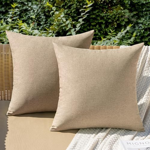 MIULEE Decorative Outdoor Pillow Covers Waterproof 20x20 Light Tan by MIULEE