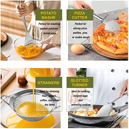 Stainless Steel Kitchen Utensil Set- Fungun 28 Pcs Cooking Nonstick Cookware Set with Spatula - Best Gadgets Tools Kitchen Accessories - Image 5