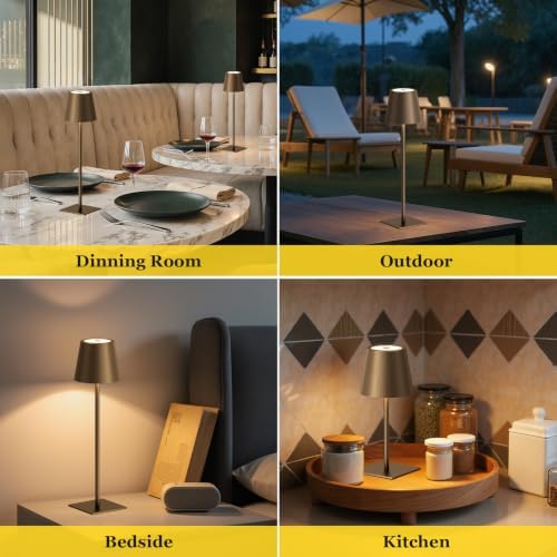 Kakanuo Brown Cordless Rechargeable Table Lamp 5000mAh Battery Operated Lamps, 3 Colors Stepless Dimming Touch Lamp for Living Room, Kitchen Counter, Dining, Outdoor Patio, 2 Pack - Image 4