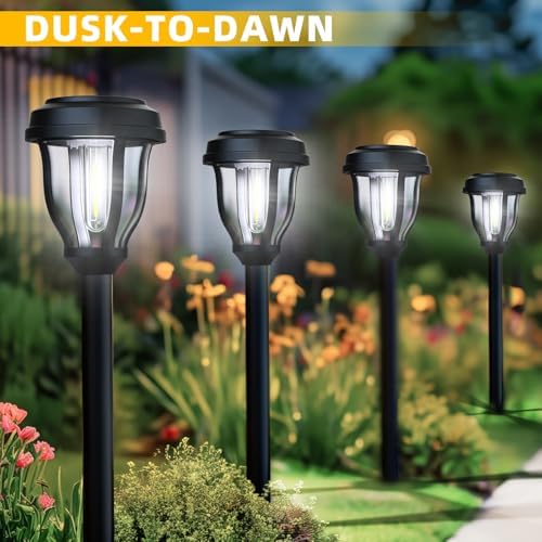 DERAYSION 12 Pack Solar Lights Outdoor, Waterproof LED Solar Pathway Lights - Image 4