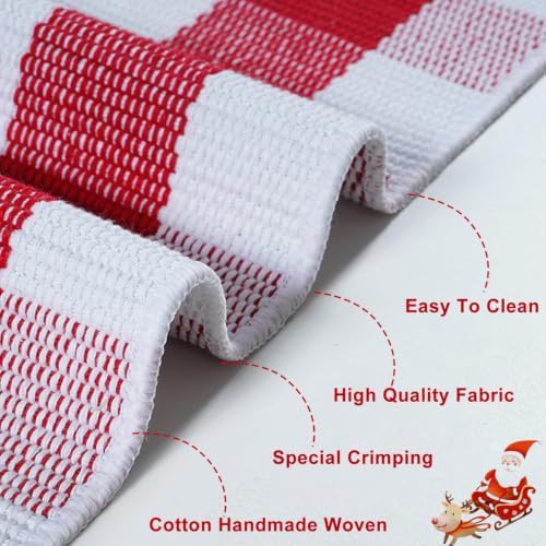 OJIA Christmas Outdoor Rug 3'x5' Red Plaid Front Door Mat Outdoor Porch Rug - Image 3