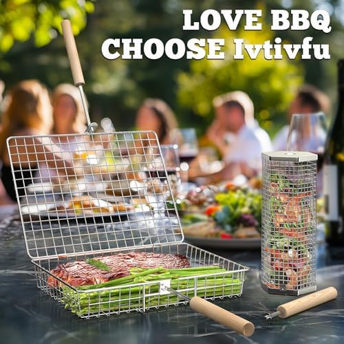 Grill Basket Set, BBQ Accessories, Outdoor Camping Cooking, Gifts for Men - Image 6