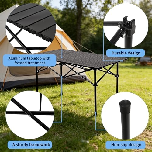 Camping Table with 4 Chairs, Portable Folding Picnic Table Set - Image 5