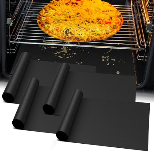 4Pack Oven Liners for Bottom of Electric Gas Oven, Thick Heavy Duty Nonstick Teflon Oven Mat, Heat Resistant Grill Baking Mats Outdoor BPA and PFOA Free Oven Floor Protector Liner by GoldeerkitchenBakingAccessoriesTools