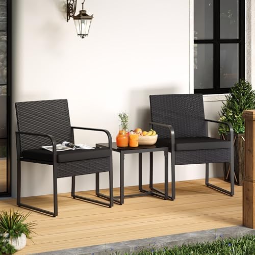 Gizoon 3 Pieces Patio Furniture Sets, Outdoor Rattan Conversation - Image 4