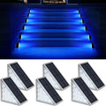 AUDLES LED Solar Step Lights Waterproof Outdoor Stair Lights, Solar Deck Lights Outdoor Decor IP67 Solar Decoration Lights for Yard (Blue Color, 6 Pack) by AUDLES