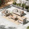 Aluminum Outdoor Patio Furniture Set with Coffee Table, 4 Piece Patio Conversation Sets with Washable Thick Cushions, Outdoor Sectional Furniture Set for Porch, Balcony, Deck, Yard, Silver by Oasbira