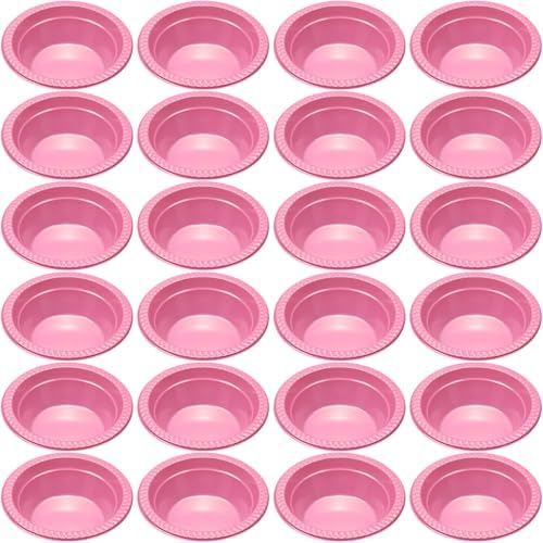 24 Pack 12 oz Disposable Plastic Bowls Dessert, Ice Cream, Salad, Soup Serving Cups for Party, Picnic, Food Snacks (Pink) by Unknown