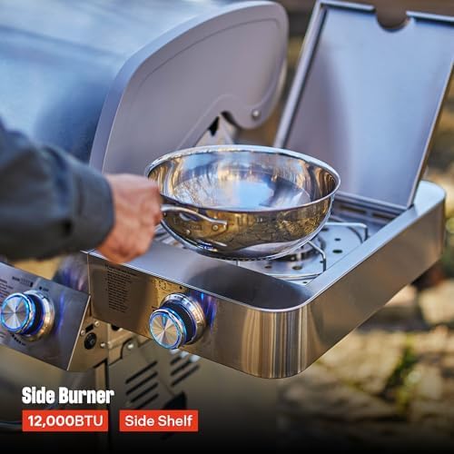 Monument Grills 6 Burner 640 sq.in. Stainless Steel Propane Gas Grill with a Rotisserie Kit, a Side Burner, a Built-In Thermometer, Large Cabinet Style Grill - Image 4