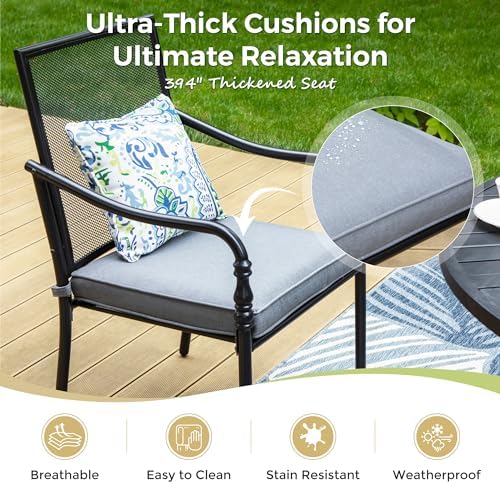 MIXPATIO 9pc Patio Dining Set, 57.5" Square Metal Table, 8 Chairs, Black - Image 5