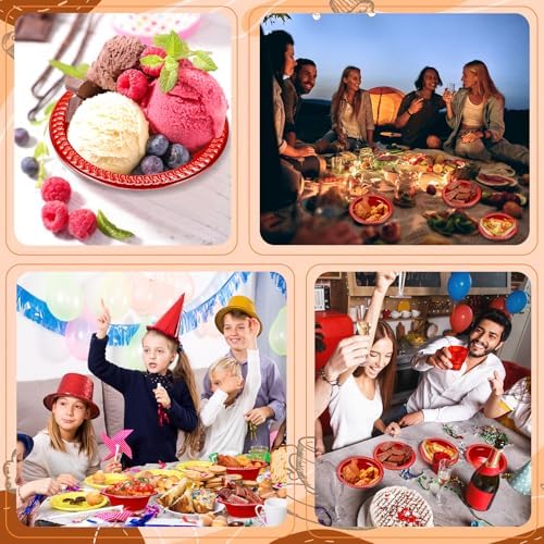 30 Pack 12 oz Red Disposable Plastic Bowls Dessert, Ice Cream, Salad, Soup Serving Cups for Party, Picnic, Food Snacks (Red) - Image 7