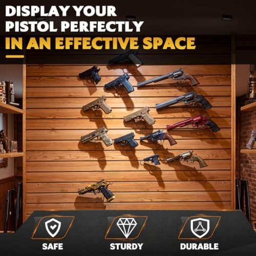 Yaocom 5 Pcs Pistol Display Holder Slatwall Handgun, Right Hook Style - Image 3
