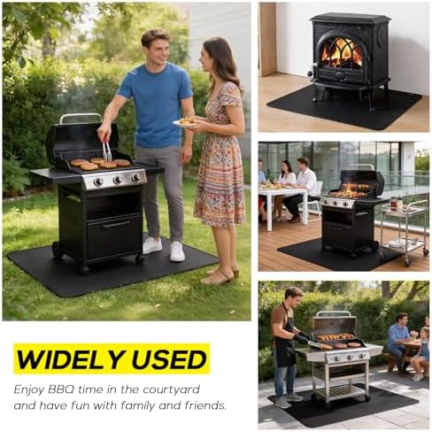 FLASLD Under BBQ Mat, 48x65 inches Extra-Large Under Grill Mats for Outdoor Grill, Double-Sided Fireproof Protective Mat, Oilproof Waterproof BBQ Fire Pit Fireplace Mat - Image 3