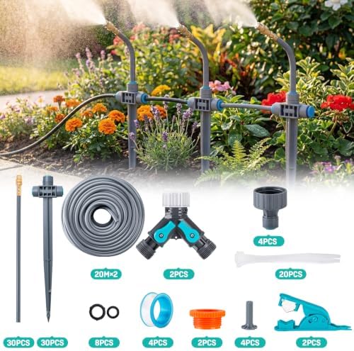 131FT 1/4" Drip Irrigation System with Stakes, 360° Adjustable Watering Kit - Image 2