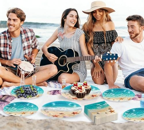 180Pcs Beach Ocean Party Plates and Napkins Set,Serves 60 - Image 4