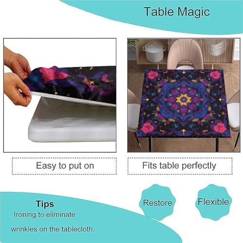 Square Fitted Tablecloth with Elastic, Mandala Madness Pattern Printed on Fade Resistant Folding Table Square Cover, Ideal for Buffet Catering Community, Fit for 40" x 40" Square Tables - Image 3