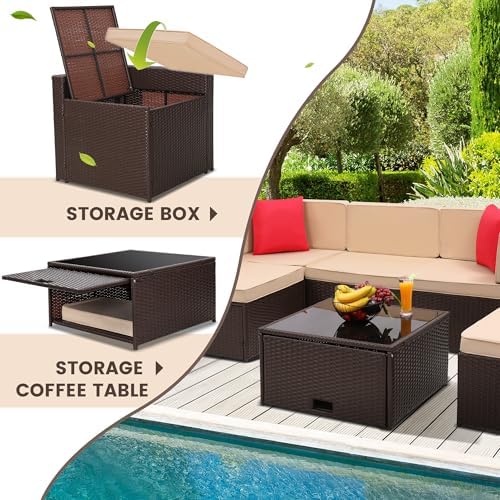 KROFEM 8 Piece Patio Furniture Set, Outdoor Modular Conversation Set - Image 4