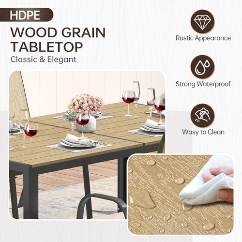 PIZZELLO Patio Dining Table for 6, 59" Rectangular Outdoor Patio Tables - Image 4