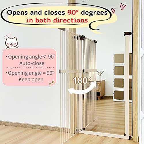 Lumizone 61.02" Extra Tall Pet Gate for Cat Dog 30.12"-59.24" Wide Cream - Image 7