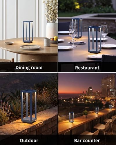 PUSU Cordless Waterproof Table Lamps Set of 2, Blue LED Outdoor Desk Lamp - Image 6