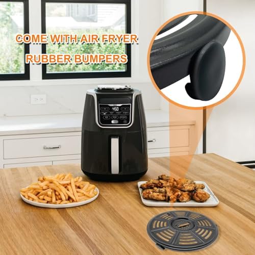 Air fryer Accessories for Ninja AF101 4 QT AF161 Max XL AF150 XL Air Fryer, 8.2'' Round Food Grade Air Fryer Grill Pan Grill Plate Crisper Plate Replacement Parts Tray Rack,Dishwasher Safe - Image 7