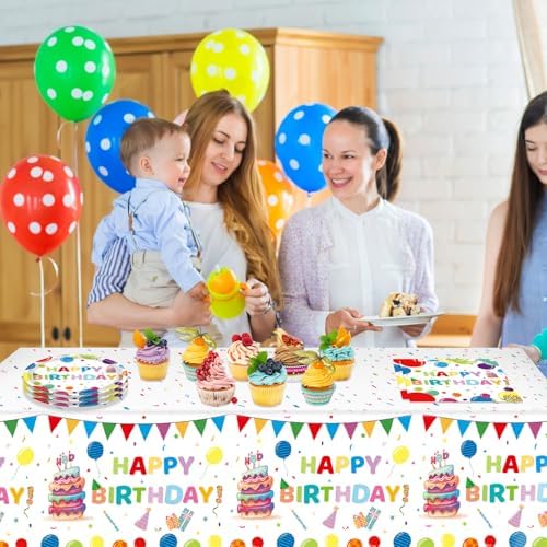 41Pcs Happy Birthday Decorations Colorful Birthday Party Supplies Set Rainbow Color Balloons Design Happy Birthday Paper Plates Napkins Tablecloth丨Birthday Decorations for Boys Girls Kids,Serve 20 - Image 6