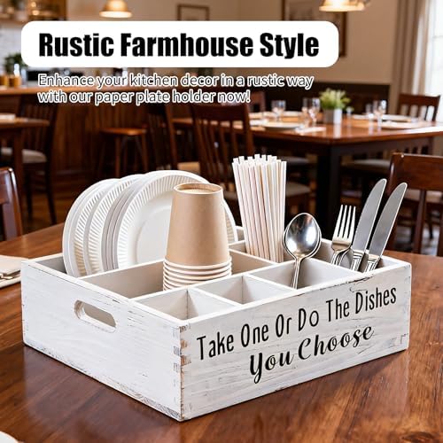 Paper Plate Organizer Cutlery Holder for Party Paper Plate Caddy Silverware Holder Utensil Holder Caddy Plate Dispenser with Handles for Cups, Forks, Spoons, Napkins - Image 7