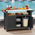 Bifanuo Outdoor Grill Table Grill Cart with Stainless Steel Top & Storage Cabinet for Food Prep and Storage, Portable and Durable with Wheels(Black) by Bifanuo