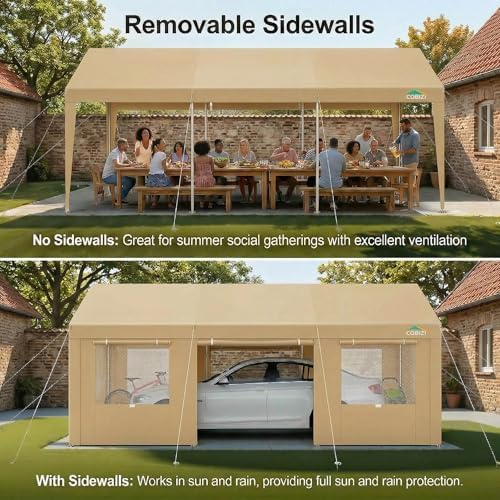COBIZI 12x20 FT Heavy Duty Carport with Galvanized Frame - Image 6