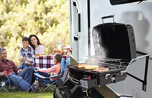 Flame King - YSNHT500 RV Or Trailer Mounted BBQ - Motorhome Gas Grill - 214 Sq Inch Cooking Surface - Adjustable Flame Controller, Black - Image 6
