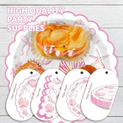 168 Pcs Pink Seashell Party Decorations for Girl Summer Birthday Serves 24 - Image 4