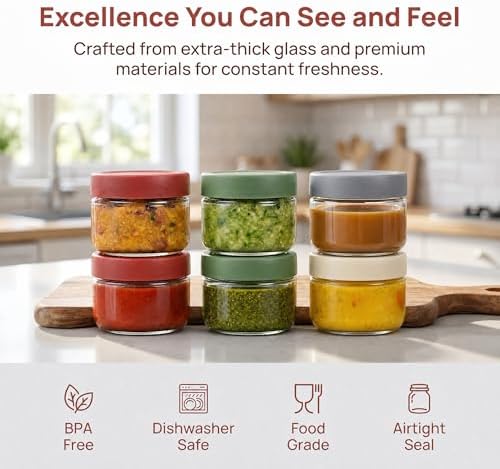 EONJOE 2oz Glass Dressing Containers With Lids, Sauce Jars for Lunch, 12pk - Image 3