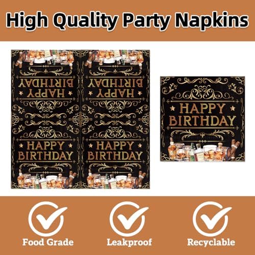 40pcs Whiskey Birthday Party Decorations Whiskey Plates and Napkins Aged to Perfection Birthday Decorations for Men,Suitable for 20 Guests - Image 4