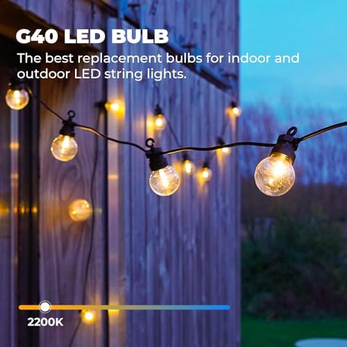 GvvooHome 50 Pack LED G40 Replacement Bulbs for String Lights, Shatterproof Plastic Globe Bulb for Indoor Outdoor Patio Decor, E12 Candelabra Socket Base, Warm White - Image 5