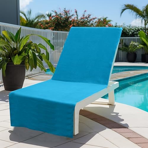 COTTON CRAFT Pool Lounge Chair Cover - 2 Pack - Aqua - Image 3