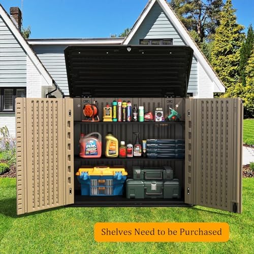 HOMSPARK Outdoor Storage shed, 26 Cu.ft Outdoor Storage Box Waterproof, Outdoor Storage Cabinet for Bike, Garbage Cans, Lawnmower, Garden Accessories, Waterproof, Lockable - Image 5