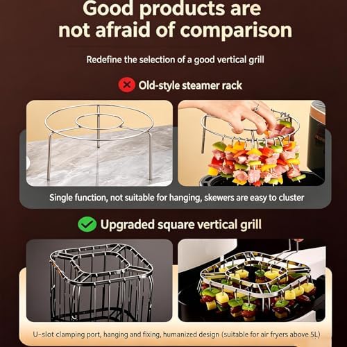 Foldable Air Fryer Skewer Rack, 28 Vertical Skewers - Image 3