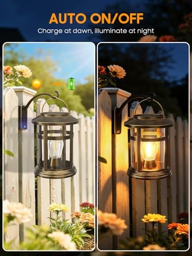 Solar Lantern Outdoor Waterproof, 6 Pack Bright Hanging Solar Lights for Outside Decorative, Upgraded Solar Powered Lanterns LED Lighting for Garden Patio Porch Decor Gifts (Antique Copper) - Image 4