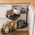 Blind Corner Cabinet Pull Out Organizer,Height-Adjustable 2-Tier Shelves by MUOLVSQ